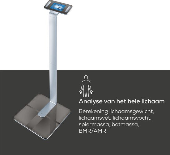 Beurer BF 1000 Super Precision Personal Scale - Analyse complète du corps - Pèse-personne à colonne - Écran XXL éclairé - Jusqu'à 200 kg - Mesure transversale - 8 électrodes - Bluetooth® - Beurer HealthManager Pro app - Piles incluses - Garantie de 5 ans