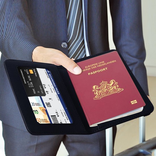 EverNeeds Étui pour passeport - Étui pour passeport - Étuis pour passeport - Cuir PU - Noir
