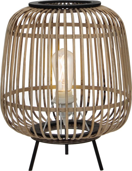 Lampe de table - Mica Decorations - H37 x Ø29 cm - Bambou - Marron clair