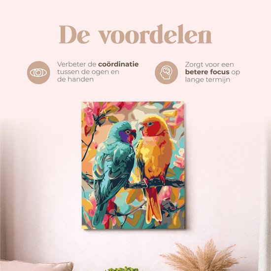 Rubye® Peinture sur toile - Perroquets pour adultes et enfants - 40x50cm