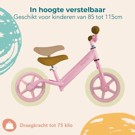 LifeGoods Vélo d'équilibre - 2-5 ans - Garçons et filles - Vélo d'équilibre - Rose