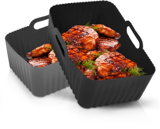 Plateaux en silicone pour friteuse - 2 pièces - Friteuse à air chaud - Accessoires - Papier sulfurisé - Convient à XXL Philips, Ninja, Inventum - Panier - Matériau sûr - Luft