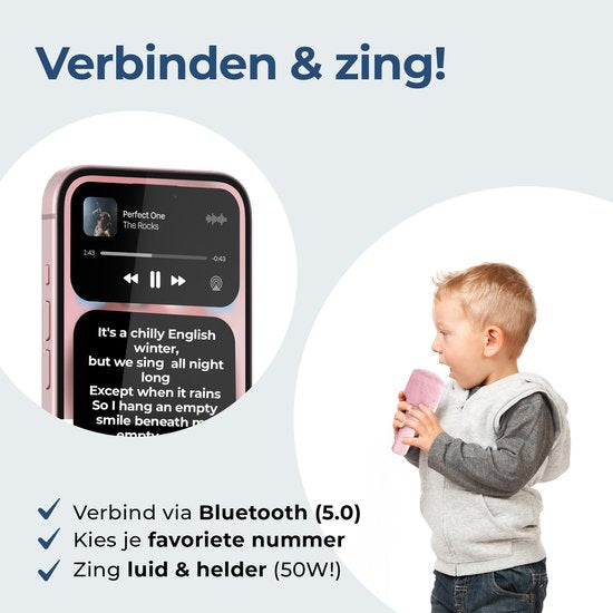 Denver Karaoke Microphone Bluetooth - Sans fil - Haut-parleur avec finition duveteuse - Ensemble Karaoké - AUX - MicroSD - KMS30RO