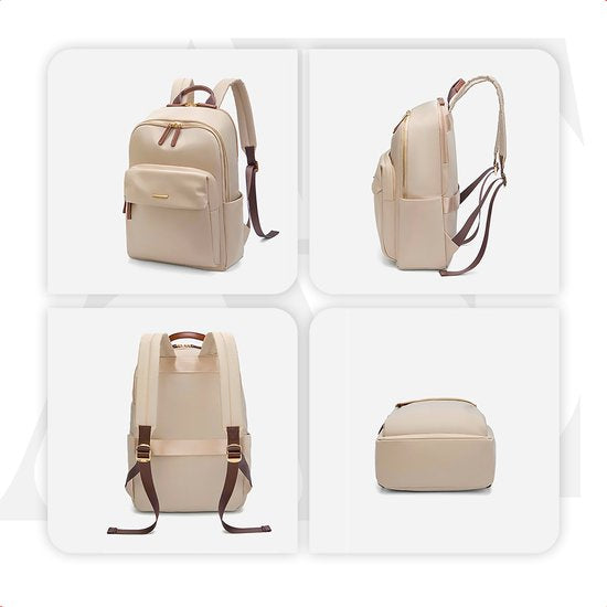 Aramae® - Sac à dos femme - Sacoche pour ordinateur portable 15,6 pouces - Sac à dos femme - Sac à dos fille - Sac à dos beige - Sac d'école