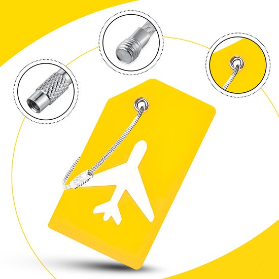 EverNeeds Etiquette de bagage - Silicone - Etiquette de bagage pour valises - Etiquettes de bagage - Jaune - 5 pièces