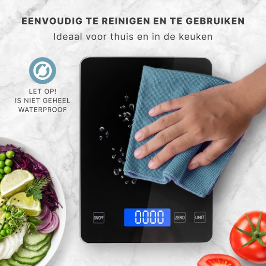 S.old Digital Kitchen Scales - Balance de cuisine - Rechargeable par USB - 1gr à 10kg - Fonction Tare - Noir