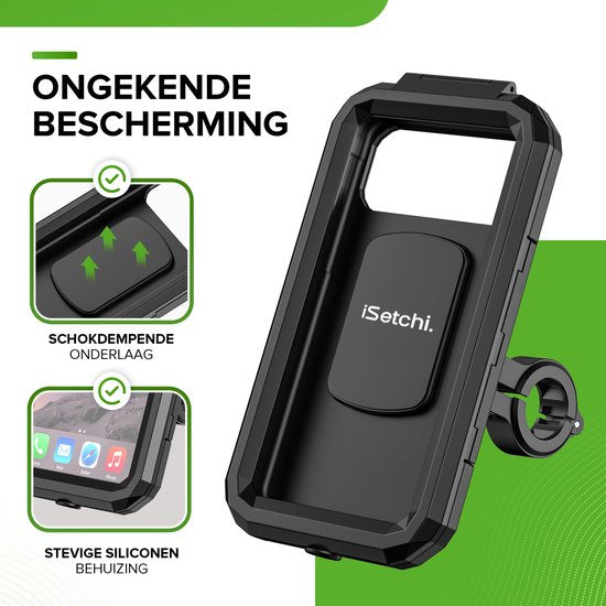 Support de téléphone pour vélo - iSetchi - Étanche - Anti-choc - Noir