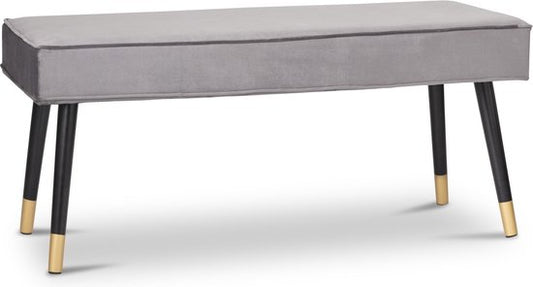 LIFA LIVING Banc de salle Barcelone - Gris et or - Moderne - Velours et bois - 101 x 42 x 45 cm