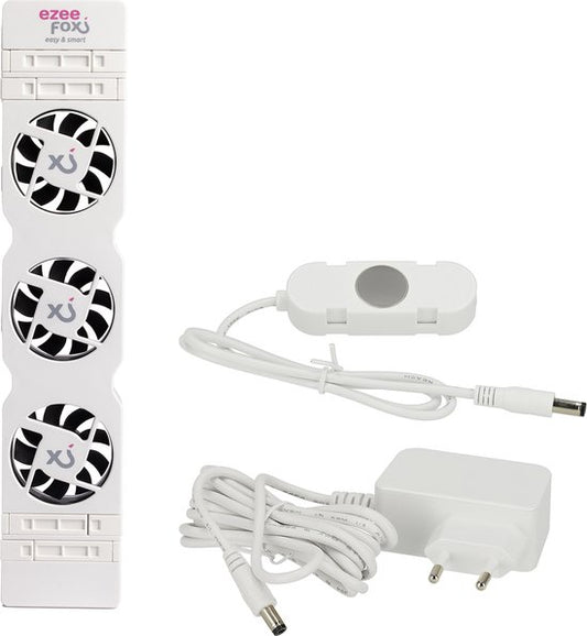 Ventilateur de radiateur Ezeefox - avec 3 ventilateurs et thermocapteur - Monoset - Universel - Économe en énergie - Très silencieux - Blanc