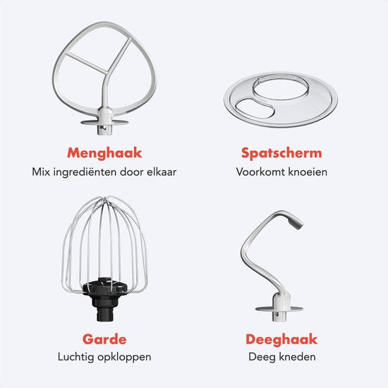 Robot de cuisine - KitchenBrothers - 5L - Mixeur de cuisine - 1200W - Noir