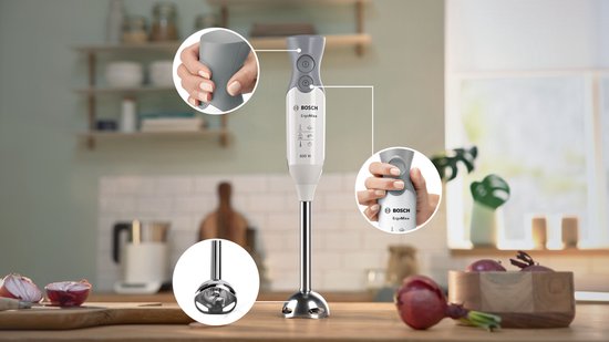 Bosch MSM66110 ErgoMixx - Mixeur plongeant - 600W - Avec gobelet doseur - Blanc/Gris