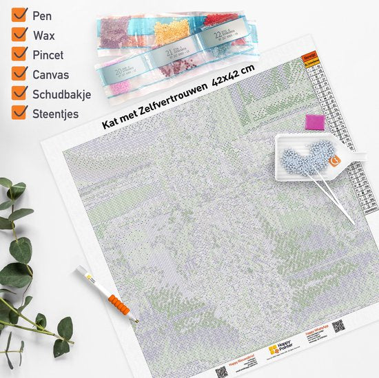 Happy Painter peinture au diamant adultes et enfants - chiots dans le jardin - 30x40 cm - peinture au diamant paquet complet