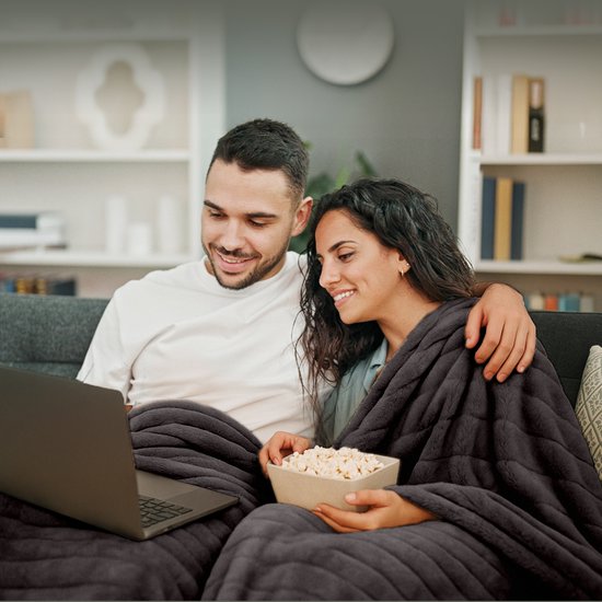 Couverture électrique Auronic - 200 x 180cm - 2 personnes - Couverture chauffante - 3 niveaux de chaleur - Peluche - couverture chauffante - Anthracite