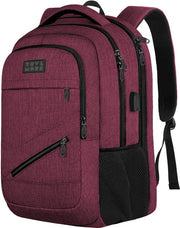 TRVLMORE Sac à dos à vie - Sac à dos avec compartiment pour ordinateur portable 17 pouces - Cartable - Résistant aux éclaboussures - Hommes et femmes - Garçons et filles - 36L - Bourgogne