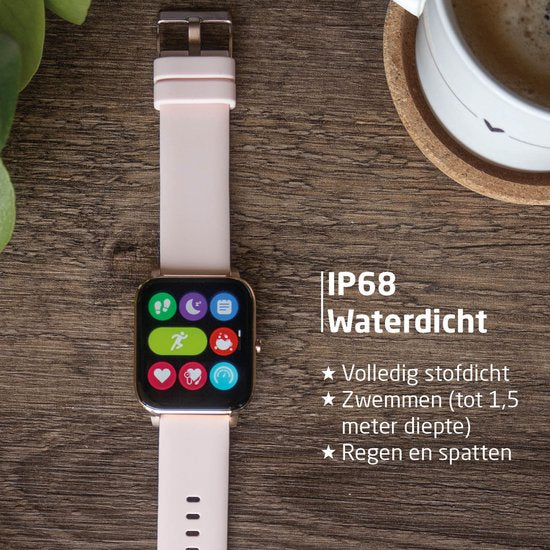 BREND Smartwatch pour femmes et hommes - podomètre, tensiomètre et cardiofréquencemètre - montre de sport - étanche - rose