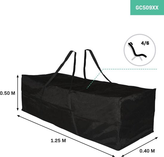 VONROC Sac de rangement premium pour coussins de chaises/ensembles de jardin - 125x40x50cm - Pour 4 à 6 coussins