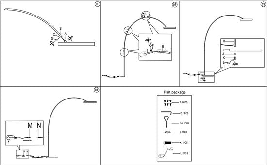 Mexlite - lampadaire - Luna-Arc - noir - métal - lampe à arc - LED - 4324ZW