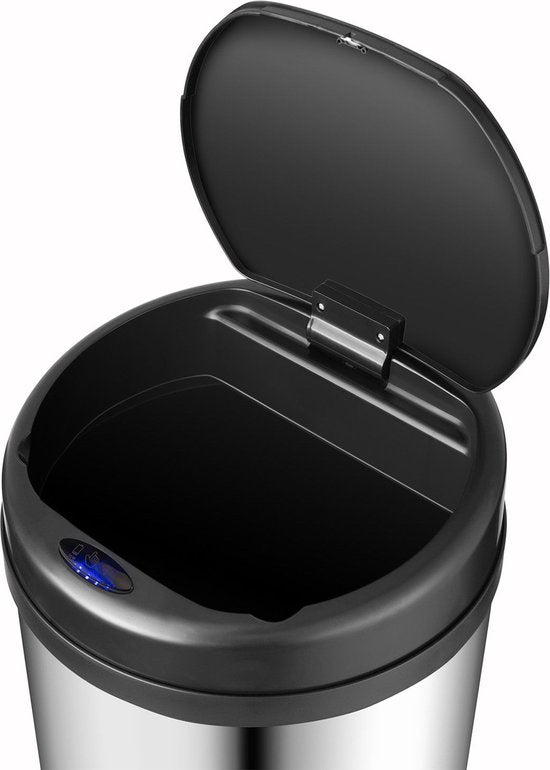 Poubelle automatique / Poubelle / Poubelle à détecteur - 30 litres - Argenté - Rond