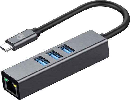 Drivv. Adaptateur USB C vers Ethernet avec 3 ports USB 3.0 - 100/1000 MBps - Adaptateur Internet - Adaptateur réseau