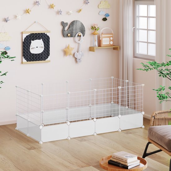 Parc à animaux XXL - Parc - Réglable - Intérieur - Parc à chiots - Petits animaux - Chatons - Blanc - 142 x 71 x 53cm