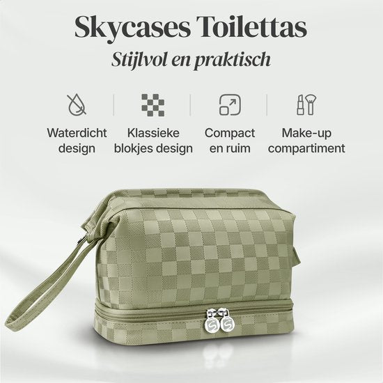 Skycases Travel Essentials - Trousse de toilette et de maquillage - Imperméable et compacte - Convient pour le voyage et l'usage quotidien - Unisexe - Vert Matcha