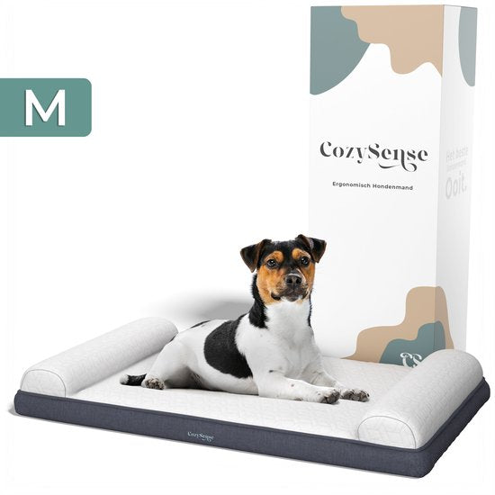 CozySense® Coussin orthopédique pour chien - 75 X 45 cm - Taille M - Imperméable - Convient comme coussin de banc et lit pour chien - Housse lavable - Blanc
