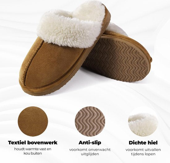 Chaussons Dames - Chaussons - Taille 40/41 - Châtaigne - Antidérapant - Comfeet