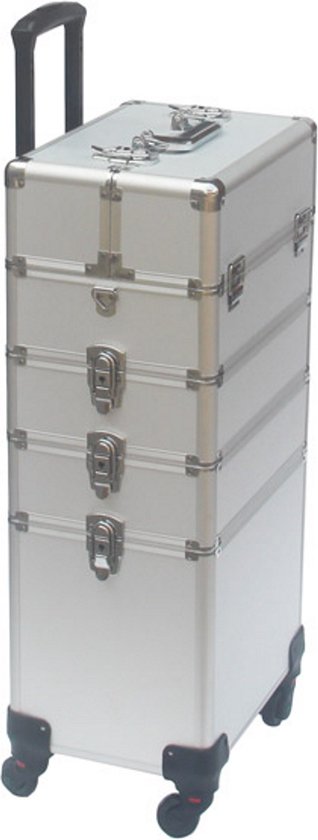 Trousse de maquillage en aluminium, trousse à ongles, trousse de maquillage, chariot de coiffeur / trousse de beauté / chariot pour ranger vos produits de soins personnels 4 en 1