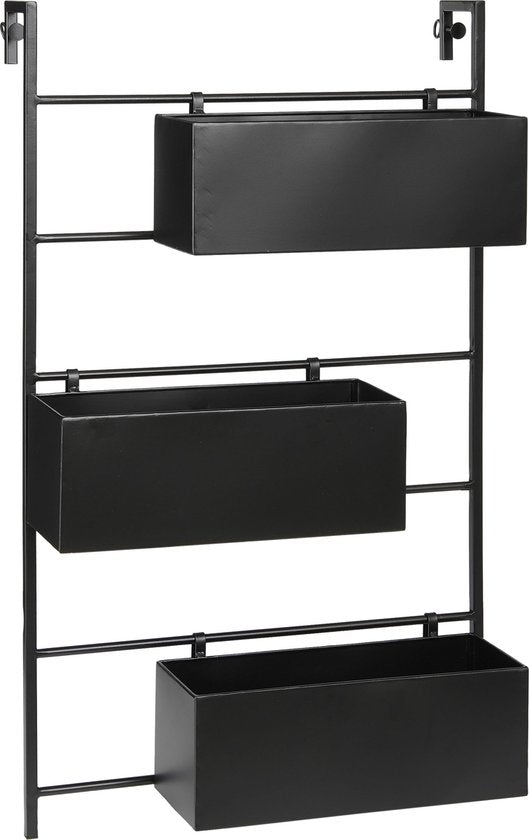 Mica Decorations Porte-plantes Dani suspendu - L54 x L10 x H90 cm - Métal - Noir