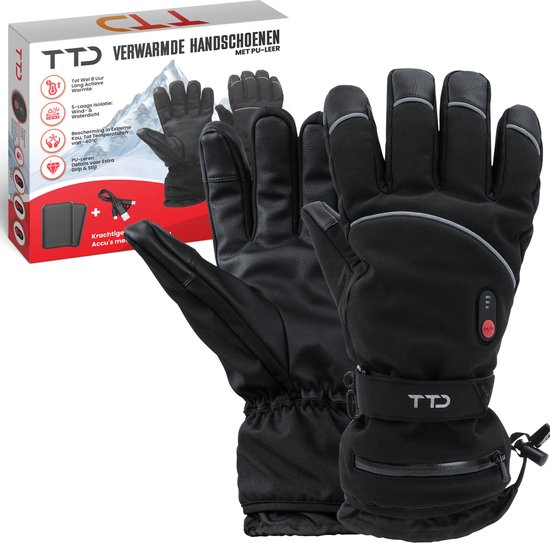 TTD® Gants chauffants Deluxe M - Cuir PU - Moufles chauffantes