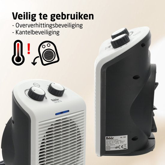 Fakir Trend HL 100 Poêle électrique - Chauffage avec ventilateur - Blanc/Gris