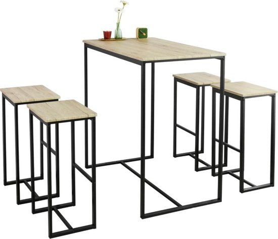 Table de bar haute avec 4 tabourets | Design industriel moderne pour un intérieur stylé | 2020