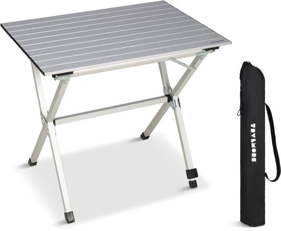 TRVLMORE Table de camping - 80x58x71 cm - Légère avec structure en aluminium - Table pliante réglable - Table de camping - Table pliante - Silver