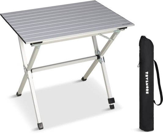 TRVLMORE Table de camping - 80x58x71 cm - Légère avec structure en aluminium - Table pliante réglable - Table de camping - Table pliante - Silver