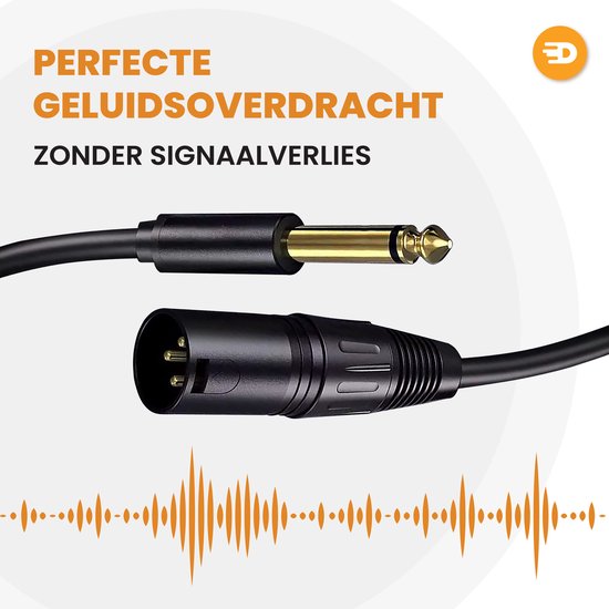 Drivv. Premium XLR Cable - XLR mâle vers jack 6,35 mm mâle - Jack stéréo - 5 mètres
