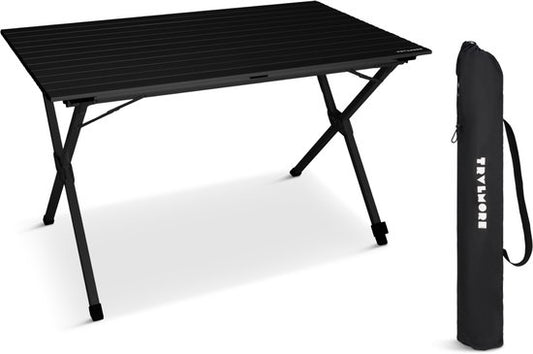TRVLMORE Table de camping - 120x70x70cm - Légère avec structure en aluminium - Table pliante réglable - Table de camping - Table pliante - Noir