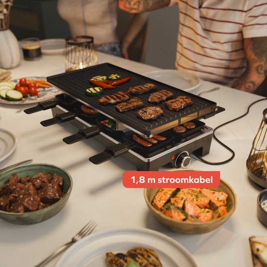 KitchenBrothers Gourmet Set - 1500W - Assiette Gourmet 8 personnes - Set avec casseroles et spatules - 46,5 x 23 cm - Noir