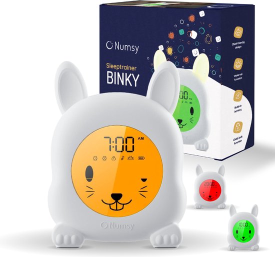 Numsy Rabbit Sleep Trainer Children - Alarme de sommeil avec veilleuse - Réveil pour enfants