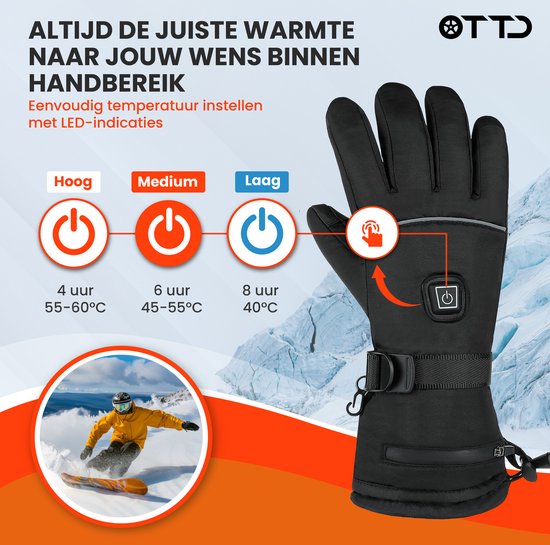 TTD® Gants chauffants rechargeables - Taille XL - Gants électriques chauffants - Moufles chauffantes - Gants chauffants à piles pour hommes et femmes - Unisexe
