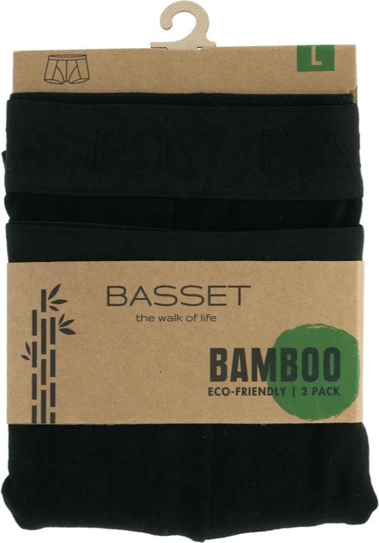 Caleçon Boxer Basset Bamboo Hommes noir 2-pack - taille M