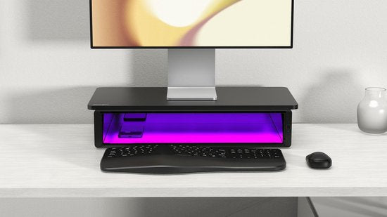 Kensington UVStand™ Support pour moniteur avec compartiment de stérilisation UVC/tiroir de rangement - Noir