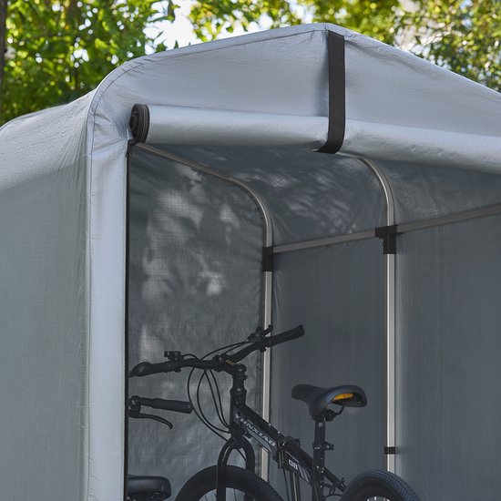 SoBuy Abri de jardin, Abri de jardin multifonctionnel pour vélos et outils, Abri pour vélos, Garage étanche pour extérieur, Argent, 120x176x163 cm, KLS11-K