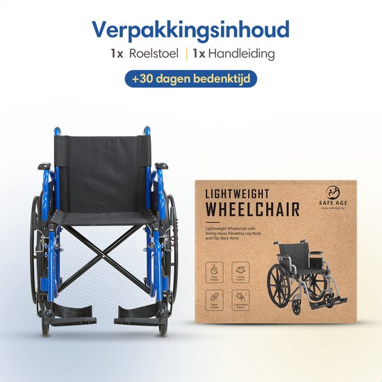 Fauteuil roulant Safelife - léger et pliable avec repose-pieds amovibles - accoudoirs pliables