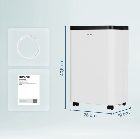Déshumidificateur Auronic - Compact Pro Plus - 12L - Chambre à coucher, salle de bain, salon et bureau - Hydratant pour l'intérieur - Blanc