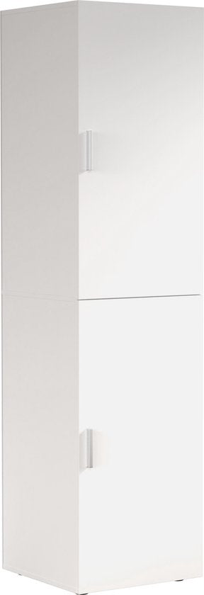 Armoire étroite haute - étagères et penderie - blanc