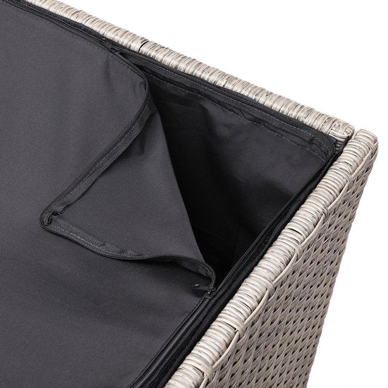 Boîte à coussins en polyrotin, Casaria, 318 L avec couvercle, 75x75x70cm, Geige