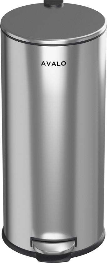 Avalo Pedal Bin Trash 30L - Stainless Steel Silver - Soft Close - Pedal Bin 30 Liter - Trash 30 Liter