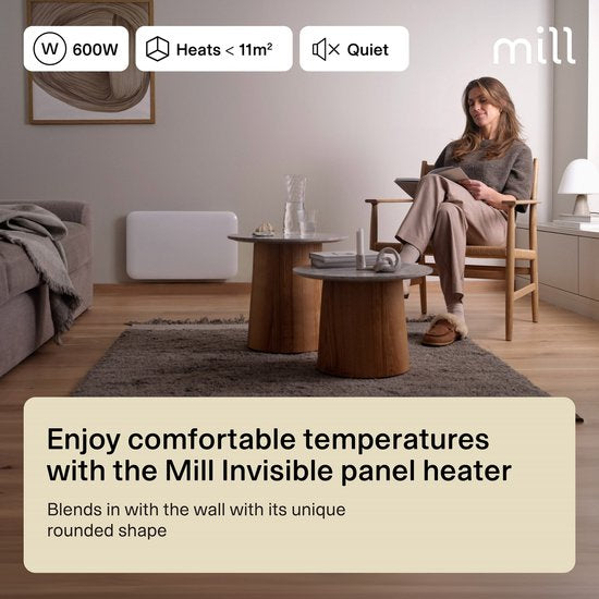 Mill IB600DN - Panneau chauffant en acier - 600 watts - jusqu'à 11 m2 - 100% silencieux - adapté à la salle de bain - 5 ans de garantie