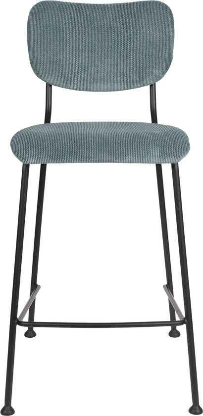 Zuiver Benson Tabourets de bar dossier 64.5 cm Gris/Bleu - Lot de 2