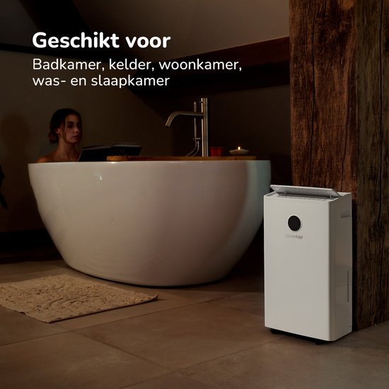 Déshumidificateur et purificateur d'air Bloomfold - 20L par jour - Fonction Lavage-Séchage incluse - Convient au salon, à la chambre à coucher, à la cave et à la salle de bain